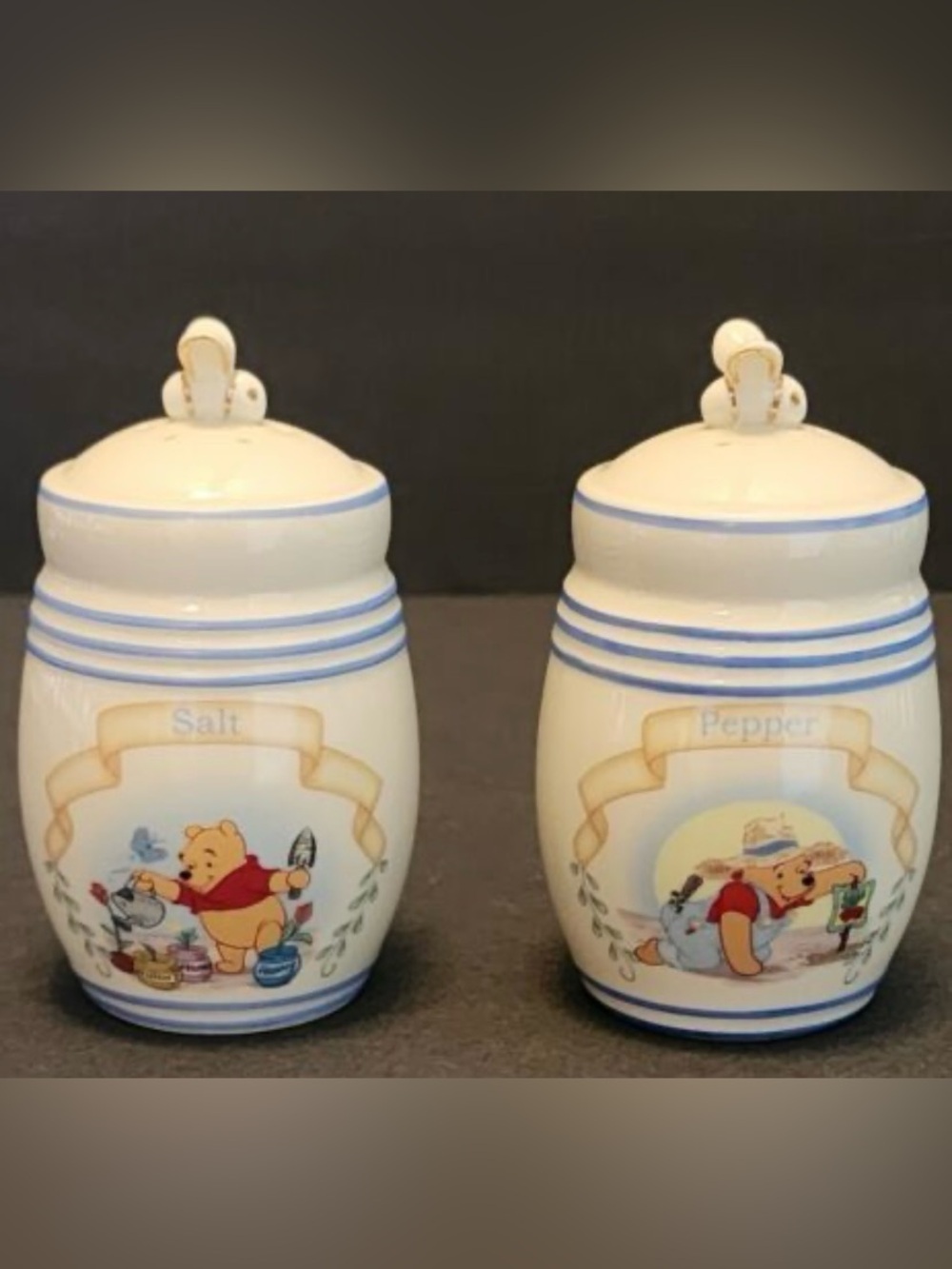 Lenox Winnie the Pooh Blue and Cream Salt & Pepper Shakers
